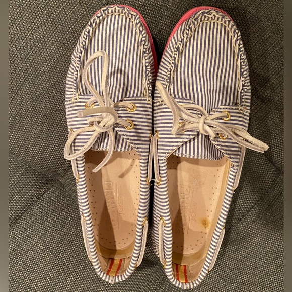 Seersucker Sherry Topsider Boat Shoes for JCrew, WOMENS 7